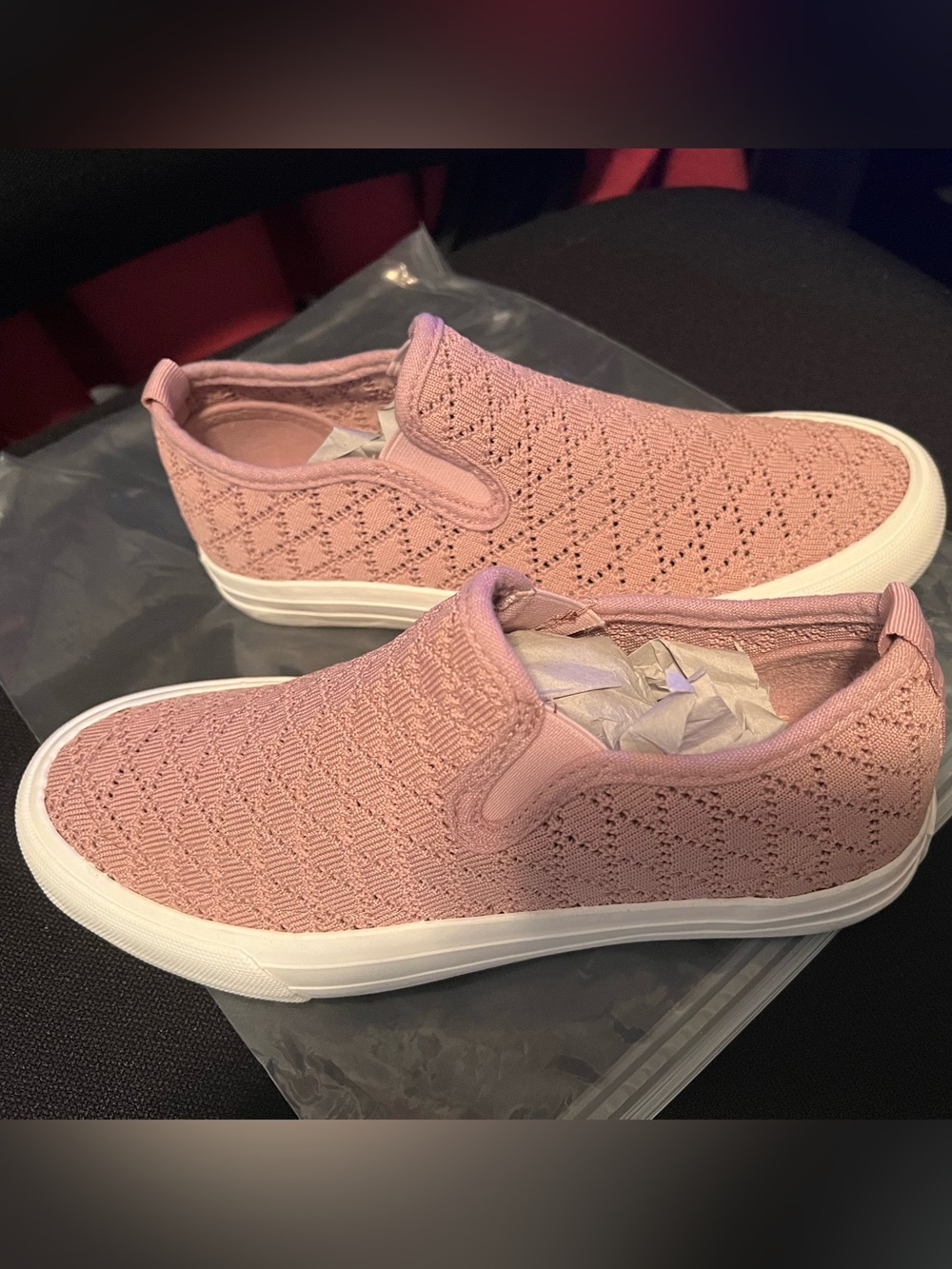 Women's Slip-On Knit Sneakers - Pink- Gypsy Jazz side 6.5